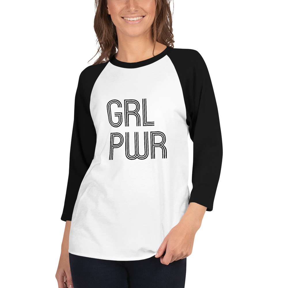 she is apparel Grl Pwr 3/4 sleeve raglan shirt