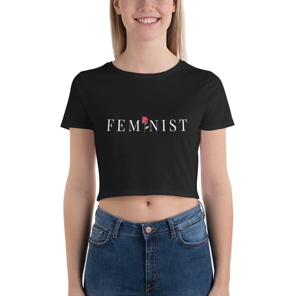 She is Apparel Feminist Rose Crop Top