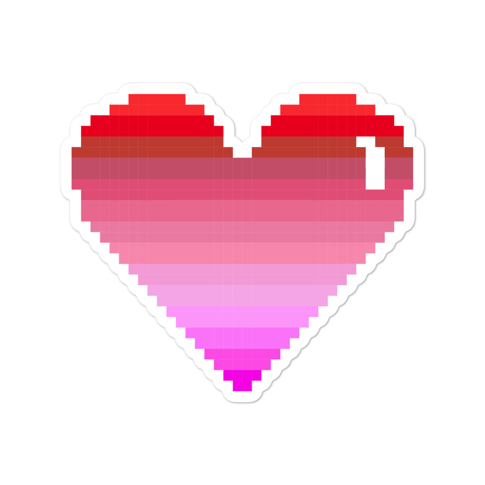 She is Apparel Pixelated Heart Sticker